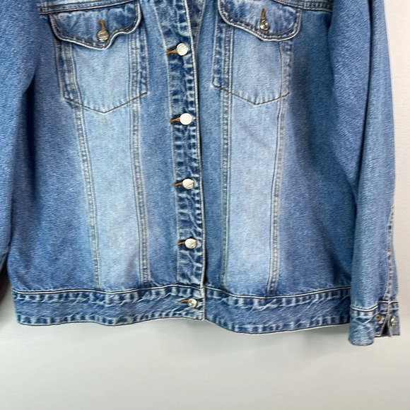 VINTAGE 90’s Cotton Ginny Plus Medium Wash Jean Jacket Fade Wash Loose 1X (S) - Picture 4 of 11